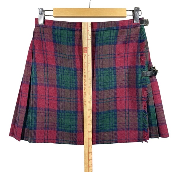 Vintage Moffat Weavers Scotland Plaid Tartan Kilt Skirt UK 14 Wrap Buckle Wool - Picture 12 of 13